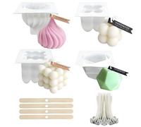 4 PCS Silicone Candle Moulds, Bubble Candle Moulds for Making, Silicone Mould for Candles, for DIY Crafts, Home Decor, Holiday Gifts.
