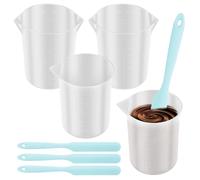 4 Pcs Silicone Chocolate Melting Cup, Measuring Cups Set with 4 Scrapers, 8.45oz 11.83oz Clear Scale Marks Heat Resistant Baking Measuring Cup for DIY Chocolate Butter Cream Mixing