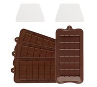 4 Pcs Silicone Chocolate Moulds - 24 Cavities, Candy Molds, Energy Bar Moulds + 2 Scraper