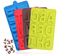 4 PCS Silicone Chocolate Moulds, FineGood Letter Alphabets Chocolate Mould 26 Letters Chocolate Sweet Candy Baking Trays Biscuit DIY Pans Ice Cube