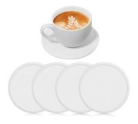 4 Pcs Silicone Coasters Round Cup Pad Non Slip Coaster Drink Coasters Coffee Beer Mats Wine Glass Coaster for Drinks Home and Outdoor (White)