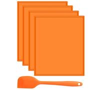 4 Pcs Silicone Dehydrator Mats with Non-Stick Edge, Multifunctional Dehydrator Trays Food Fruit Baking Mats with Silicone Scraper for Making