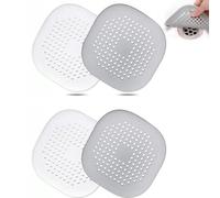 4 Pcs Silicone Drain Protector with Sucker, Sink Strainer Protector, Shower Drain Covers Hair Catcher, Strainer Plug Trap Filter for Bathroom, Bathtub, Kitchen
