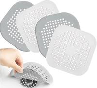 4 Pcs Silicone Drain Protector with Sucker, Sink Strainer Protector, Shower Drain Covers Hair Catcher, Strainer Plug Trap Filter for Bathroom, Bathtub, Kitchen