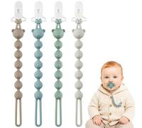 4 pcs Silicone Dummy Clips Boys & Girls, Pacifier Chain Clips BPA Free | Pacifier Holder Clip One Piece Moulding Soother Clip Soft for Baby, Stroller Fits Most Pacifiers and Teething Toys