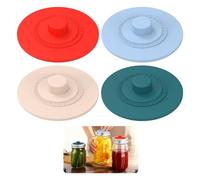 4 Pcs Silicone Fermentation Lid, Wide Mouth Mason Jars Lids,Pickle Pipes Reusable Fermenter Cap with Date Tracker Ideal for Sauerkraut Kimchi Pickles (Jar Not Included)
