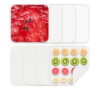 4 Pcs Silicone Food Dehydrator-Trays with Edge, 4 Pcs Mesh Dehydrator Mats,Reusable Non Stick Silicone Dehydrator Sheets (9.84x 9.84in) for Liquids,Fruit Leather,Herbs,Meat and Yogurt