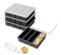 4 Pcs Silicone Freezer Tray for Soup Ice Cubes, Flexible Soup Freezer Molds with Lid Easy Release Reusable Meal Prep Containers for Food, Storing Broth Sauce Yoghurt, Curries Ice Cube Trays(Black)