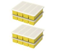 4 Pcs Silicone Freezer Tray with Lid, 4 Cells Food Storage Container, Food Freezing Container Molds Multipurpose Ice Cube Tray Soup Freezer Tray for Soup, Broth, Sauce or Butter, Baby Food(Yellow)