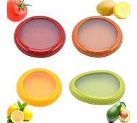 4 PCS Silicone Fruit and Vegetable Containers for Fridge, Reusable Fruit Storage Box, Silicone Food Storage Containers Set - (Green, Red, Yellow, Brown), Airtight Storage Box with Lid