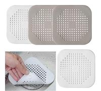 4 Pcs Silicone Hair Catcher for Shower Drain with Sucker, Sink Strainer Drain Protector, Shower Drain Covers Plug Trap Filter for Bathroom and Kitchen (White+Grey, One Size)