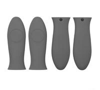 4 Pcs Silicone Handle Cover for Cookware Pans Skillet For Frying Pan and Griddle Heat Resistant Safety Grip (Grey)