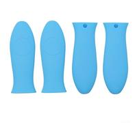 4 Pcs Silicone Handle Cover for Frying Pan Skillet Griddle Cast Iron Pot Cookware Non Slip Heat Resistant Insulation Sleeve (Blue)