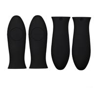 4 Pcs Silicone Handle Guard for Pans Skillet Fryer Griddle and Milk Pot Heat Insulation Kitchen Tool (Black)