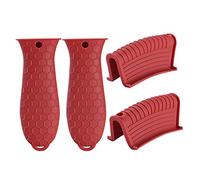 4 pcs Silicone Hot Handle Cover, Assist Pan Holder for Cast Iron Skillets and Traditional Pots - Red