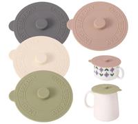 4 Pcs Silicone Lids Food Covers, 10cm Drink Cup Anti Dust Mug, Reusable Silicone TeaLid, Round Universal Cover for Home Outdoors Tea Coffee Wine Glasses Mugs Drink