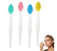 4 Pcs Silicone Lip Scrub Brush - Double-Sided Lip Exfoliator Tool, Soft Lip Brush for Dead Skin Removal, Reusable Lip Scrubber for Smooth Lips, Lip Care Tool Set