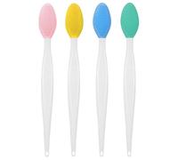 4 Pcs Silicone Lip Scrub Brush,Double-Sided Silicone Exfoliating Cleaner,Nose Blackhead Clean Scrubber Tool Soft Brush Cleaner for Men Women Dark and Chap Lips(4 Colors)