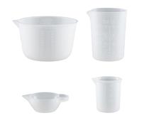 4 PCS Silicone Measuring Cups, Reusable Measuring Cup Set, Silicone Cup 600 ml/250 ml/100 ml/15 ml, Epoxy Resin Mixing Cup with Clear Scale, Measuring Cup Jugs for DIY, Crafts, Laboratory, Kitchen