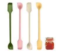 4 Pcs Silicone Mini Spatula, Mini Double-Headed Silicone Spatula, Multifunctional Jar Scraper for Cooking, Cosmetics & Jars Kitchen Tool Accessories