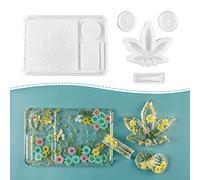 4 PCS Silicone Molds for Epoxy Resin - Large Resin Molds Including Rolling Tray Mold Ashtray Mold Joint Holder Mold and Resin Grinder Mold, DIY Epoxy Resin Molds Kit