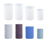 4 Pcs Silicone Moulds, 3D Candle Mold White, Pillar Candle Molds Reusable, Baking Molds for Cake Chocolate Dessert Mousse Fondant, Moulds for DIY Crafts Soap Wax Gifts Home Birthday Party Decor