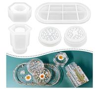 4 Pcs Silicone Resin Molds with Grinder Mold- Premium Resin Rolling Tray and Jar Mold with Lid Kit for Spice Grind and Storage, DIY Epoxy Casting Craft