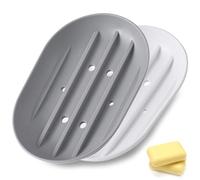 4 Pcs Silicone Soap Dish,Portable Shower Soap Box,Anti-Slip Self Draining Shower Soap Holder for Shower,Bathroom,Kitchen,Counter Top and Shelf,Easy Cleaning.soap tray