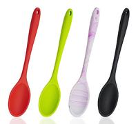 4 Pcs Silicone Spoons for Cooking, 10.6'' Large Silicone Mixing Spoon Heat Resistant Basting Spoon Serving Spoon for Mixing, Non Stick Kitchen Utensil Spoons Set for Stirring, Mixing and Serving