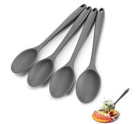 4 PCS Silicone Spoons for Cooking, Serving Spoons Large Nonstick Heat Resistant Spoon Multi-Purpose Serving Spoon for Mixing Cooking Frying Baking Stirring (Grey)
