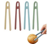 4 Pcs Silicone Tongs, Set of 4 Kitchen Tongs, Measuring 140 by 10 mm, Toaster Tools and Small Tong for Everyday Use, Plastic Tong with V-Shaped Design in Muted Colours