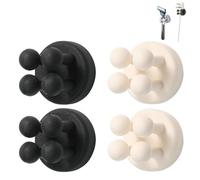 4 PCS Silicone Toothbrush Holders, Multi-Function Hook Razor Holder, Waterproof Self Adhesive Wall Mounted Single Hook for Toothpaste, Keys, Utensils(Black & White)