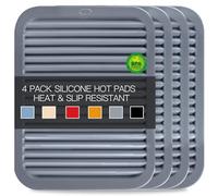 4 PCS Silicone Trivet for Hot Dishes, Hot Pads Trivets Mat for Hot Pots and Pans, Heat Resistant Silicone Hot-Mats, Pot Holders Jar Opener Tables-Mats for Countertop Drying Mat (Grey)