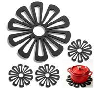 4 Pcs Silicone Trivets for Hot Pans, Heat Resistant Non Slip Mats, Heatproof Pan Stands with Hollow Out Design for Kitchen Worktops, Pot Protectors for Cooking, Dining Tabletop, Teapot and Saucepan