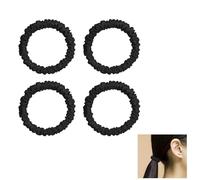 4 PCS Silk Hair Scrunchies, 100% Pure Mulberry Silk 22momme Ponytail Holders Friendly Luxurious Elastic Satin Hair Bands Anti-Crease Anti-Breakage Black Skinny Scrunchies Girls Kids Adult Use