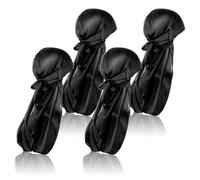 4 Pcs Silky Durag for Men Women Waves Premium Satin Du-rag Elastic Wave Cap & Silky Durag Caps with Long Tail Headwraps Doo Rags Waves Hair Cap Hip-hop Decor Head Scarf Lightweight Turban Beanie Caps