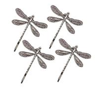 4 Pcs Silver Dragonfly Hair Clip, Retro Wedding Antique Barrette, Bridal Headdress Head Wear Styling Hair Accessories for Girls Ladies, Hair Pins French Styling Pins, Hair Accessories