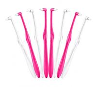 4 Pcs Single Tufted Orthodontic Toothbrushes, Slim Interdental Toothbrush | Slim angled-tip for deep gap cleaning, perfect for brace wearers, wisdom teeth, implant and daily oral care，pink and white