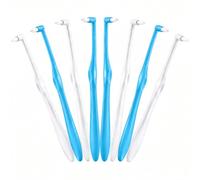 4 Pcs Single Tufted Orthodontic Toothbrushes, Slim Interdental Toothbrush | Slim angled-tip for deep gap cleaning, perfect for brace wearers, wisdom teeth, implant and daily oral care，blue and white