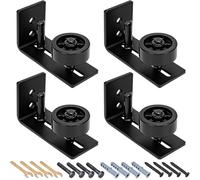 4 Pcs Sliding Barn Door Floor Guide for Bottom Adjustable Roller - 8 Setup Options for DIYers - Flush Design Bottom Flat Stay Roller (Black)