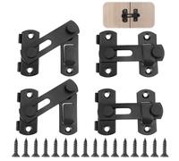 4 Pcs Sliding Door Lock,Black Flip Door Latch Lock with 16 Screws | 90 Degree Garden Gate Latch,Safety Sliding Door Bolt Latch Lock for Bedroom,Bathroom,Cabinet,Garage,Fence And Pet House