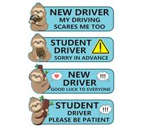 4 Pcs Sloth Newbie Magnetic Car Sticker, Beginner Magnet Supplies for Car Student Driver Sign, Lovely New Driver Sticker Supplies Suitable for Keeping a Safe Distance on the Road