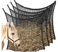 4 PCS Slow Feed Hay Net, Hay Bags for Horses with Large Capacity, Horse Feed Bag Easy to Hang, Hay Nets for Horses for Horse Feeder Full Day Feeding Horses Goat Stall Trailer (31.5" x 35.1")