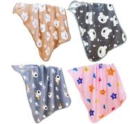 4 Pcs Small Animals Bedding Mats Coral Fleece, Soft Guinea Pig Blankets, Reusable Rabbits Hamster Fleece Cage Liners, Warm Small Animal Fleece Bedding Washable 60cm*40cm (C)