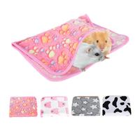4 Pcs Small Animals Bedding Mats Coral Fleece, Soft Guinea Pig Blankets, Reusable Rabbits Hamster Fleece Cage Liners, Warm Small Animal Fleece Bedding Washable 60cm*40cm (A)