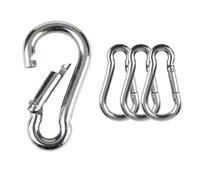 4 PCS Small Carabiner Clip Spring Snap Hooks 304 Stainless Steel Metal Clip M6 Locking Carribenares for Hammock Swing Set Hiking Camping Fishing (Not for Climbing)