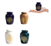 4 PCS Small Ceramics Mini Urns for Human Ashes - Tree of Life Pattern, Keepsake Pet Urns for Dog & Cat Ashes