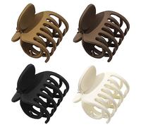 4 Pcs Small Claw Clips for Thin Hair Non Slip Hair Clip Double Row Teeth Hair Clips for Women and Girls Straight Curly & Wavy Hair High Ponytail (classic)