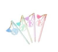 4 PCs-Small Fresh Fan Fringed Gel Pen Exquisite Personalized Stationery for Students-Magic Blue