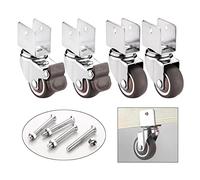 4 Pcs Small Furniture Casters with Brakes U Bracket Swivel Wheels for Tables Cribs and Flower Stands 25mm Size Includes Accessories 2 with Brakes 2 without